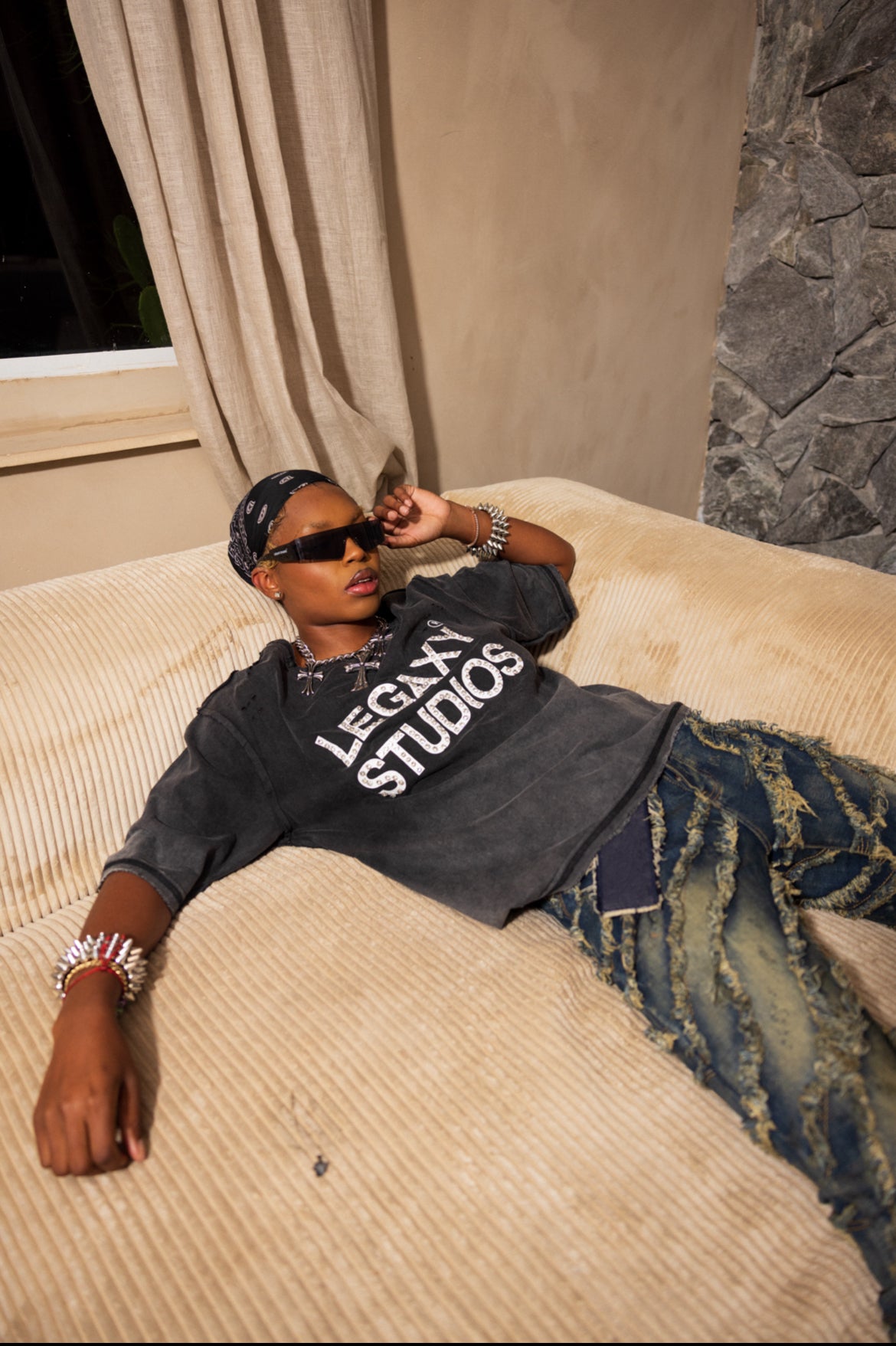 Legaxy Studios STUDIOS CREW T-shirt in black with white logo, featuring a comfortable crew neck and casual fit.
