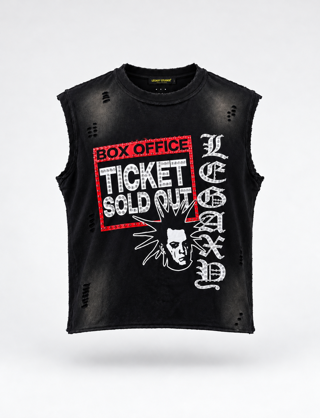 Black MÖTELY CRÜE T-shirt by Legaxy Studios featuring bold graphic print on front, casual fit, and soft cotton fabric.