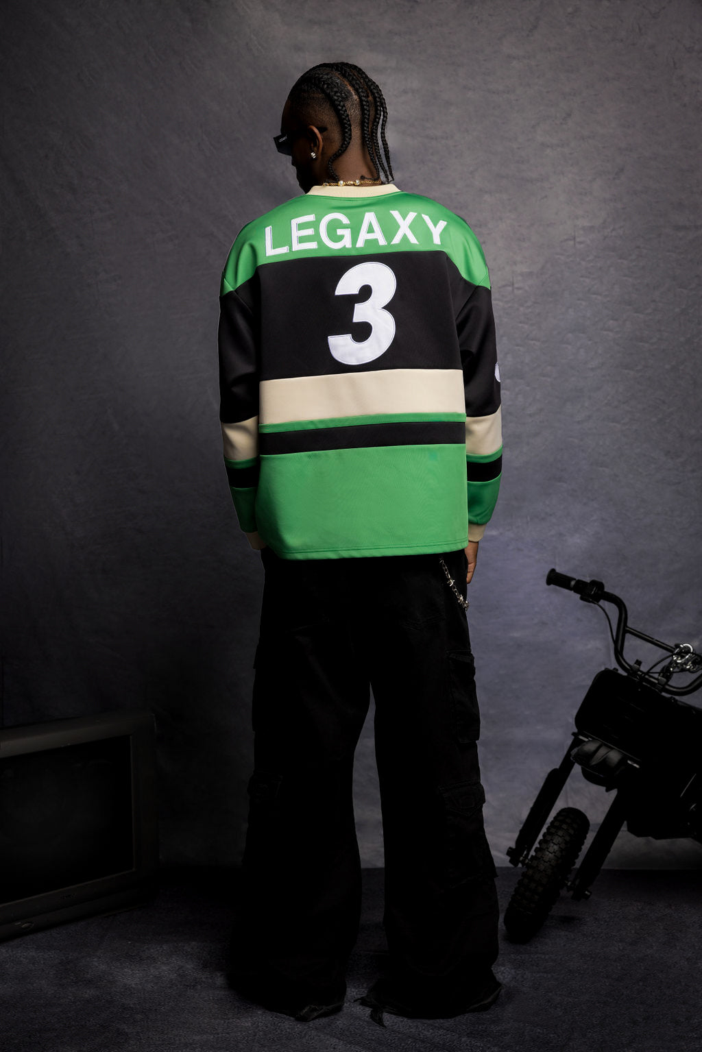 My Store Studios hockey jersey in team colors, featuring bold logo and athletic fit, displayed on a plain background.